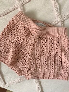 Zara Blush Pink Knit Eyelet  Lounge Shorts
